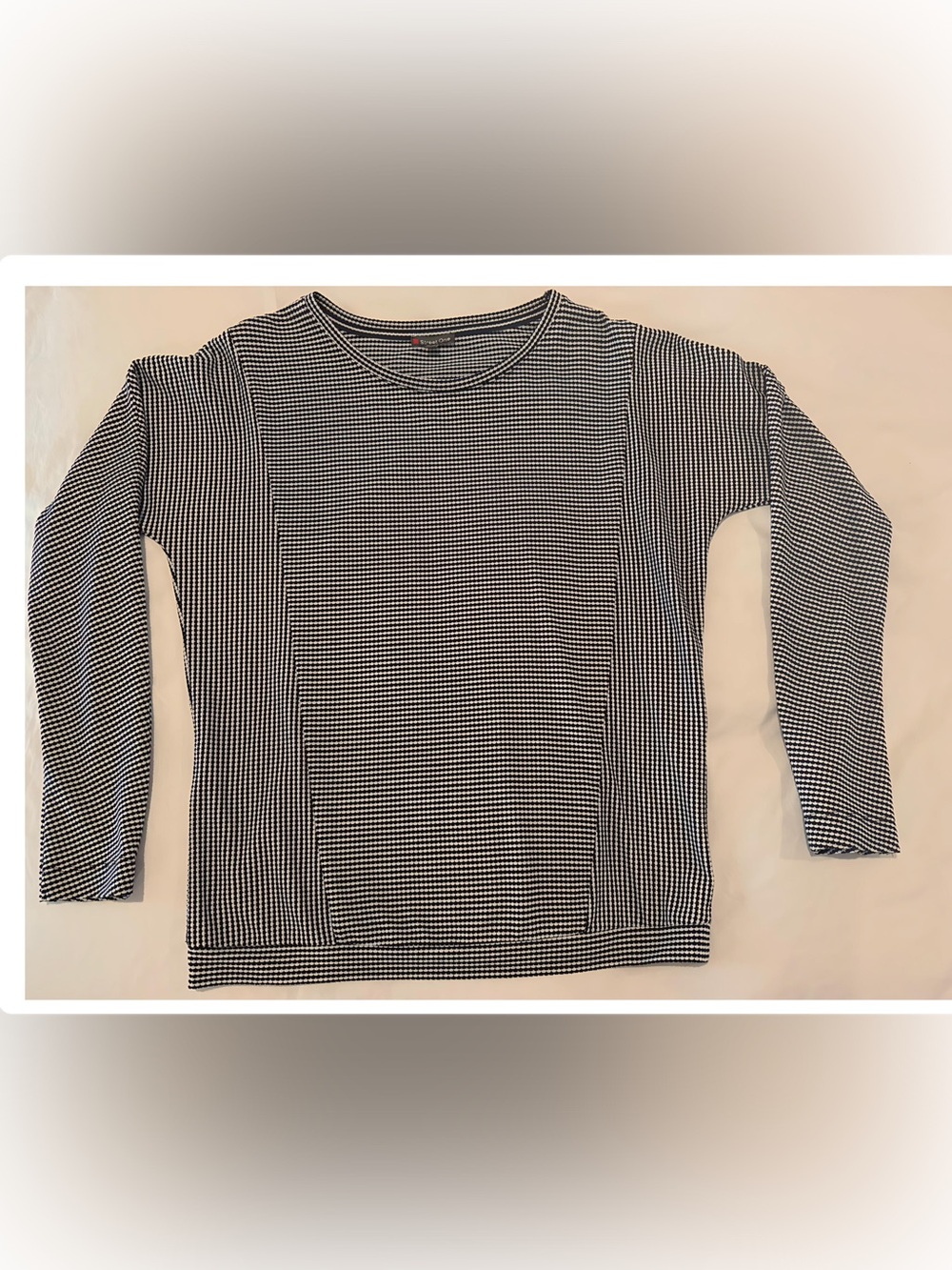 Street One Black & White Textured Long Sleeve Top Size 38 / US 8 EUC